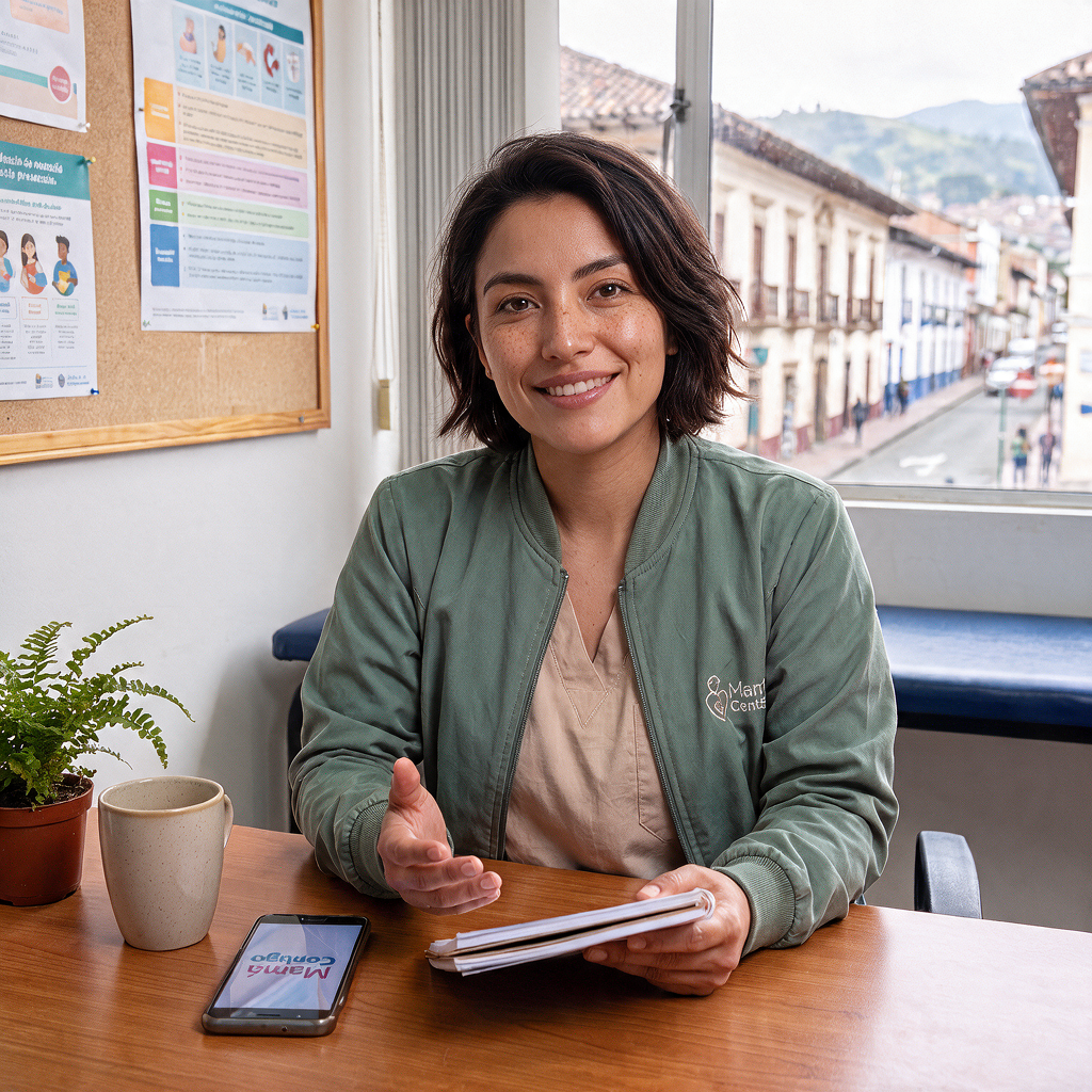 Profesional de MamáContigo acompañando una consulta